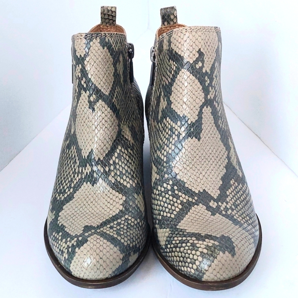 NIB Lucky Brand Basel Dbl Zip Bootie in Chinchilla Slither Colorway Sze 7 & 7.5M